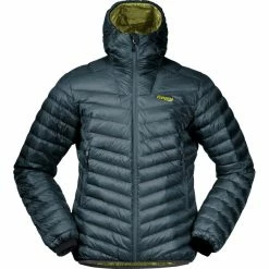Best deal 🧨 Bergans Senja Light Hooded Down Jacket Men orion blue/green oasis 👏