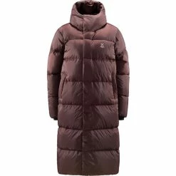Budget ⭐ Haglöfs Long Down Parka 👩 Women burgundy brown 🥰