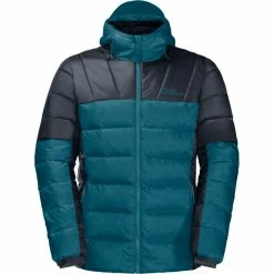 Flash Sale 🥰 Jack Wolfskin Nebelhorn Down Hoody Men blue coral 😀