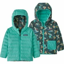 Hot Sale ⭐ Patagonia Down Sweater Reversible Hoody Kids green/MBPY 🤩